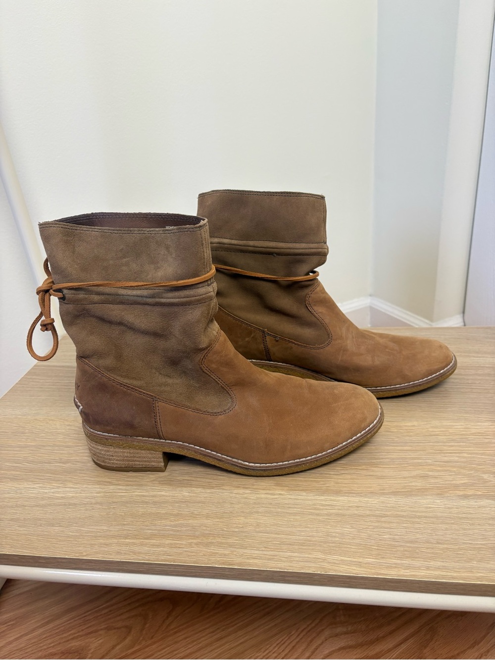 Sperry Tan Brown Leather Suede Women's Ankle Boots